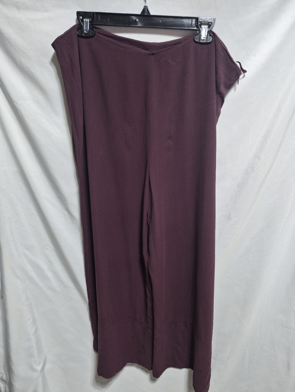 Eileen Fisher XL 100% Silk Wide Leg Pants Plum Purple Pull On